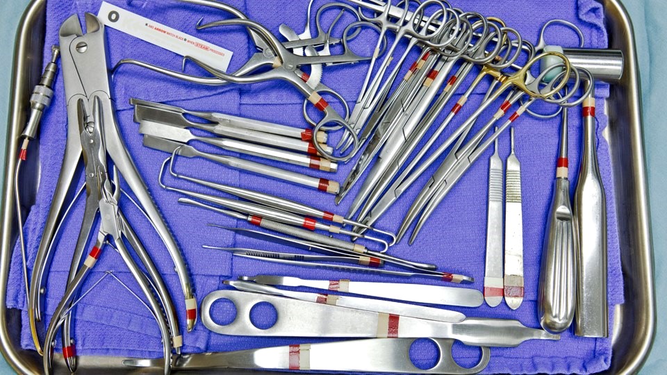 table of surgical tools